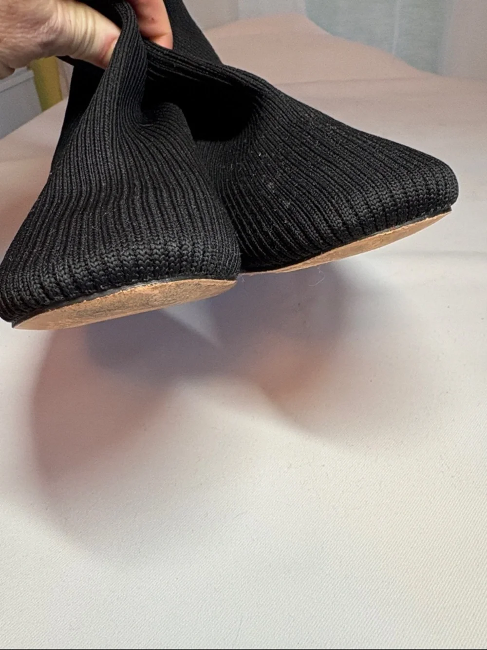 Joie Black Textile Ribbed Knit Ankle Boots Size 7.5